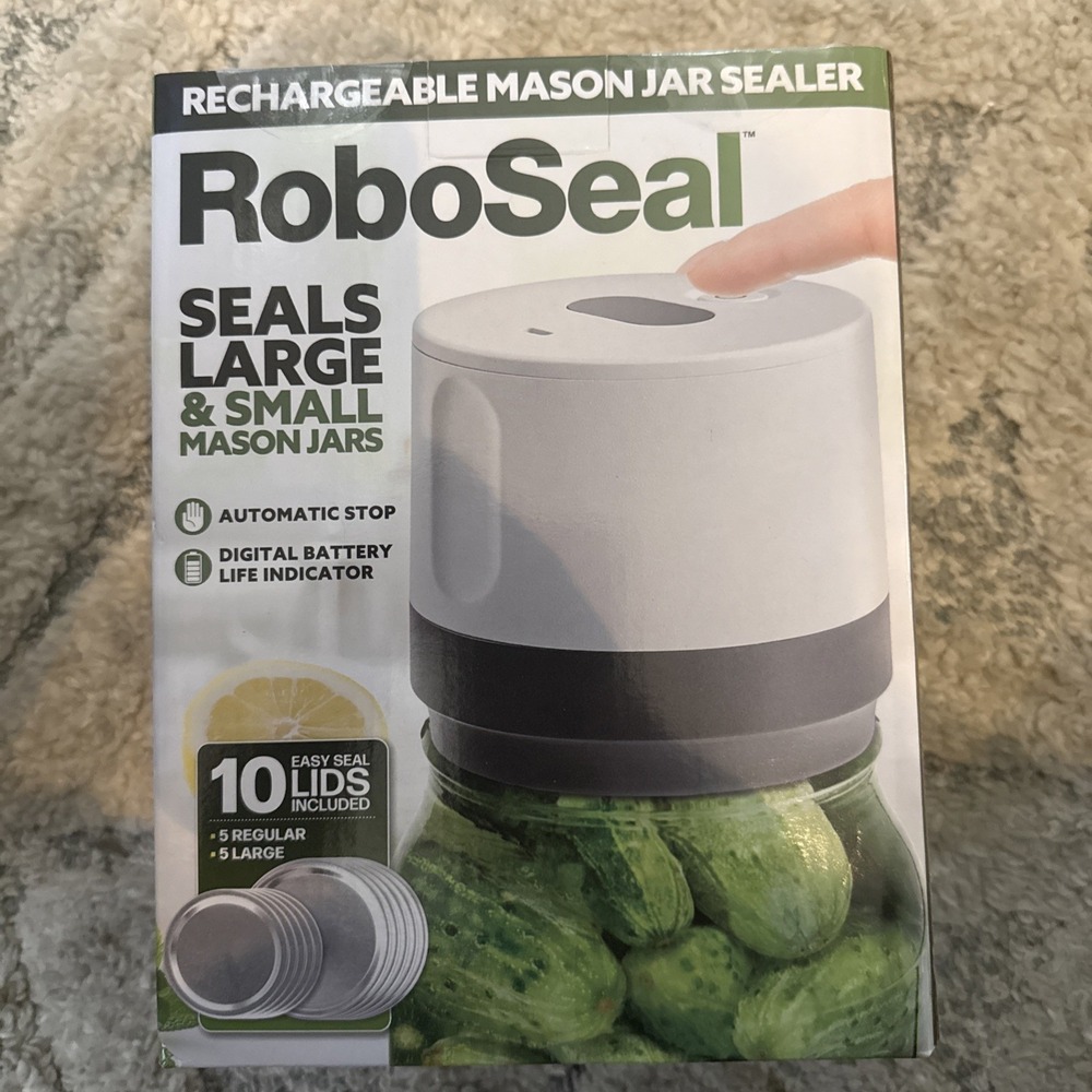 Rechargeable Mason Jar Vacuum Sealer Kit with 10 Lids - 1 Touch Operation, Food‎